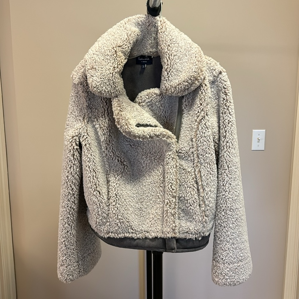 Splendid Bomber Jacket- super soft Sherpa with bell sleeves- worn once!